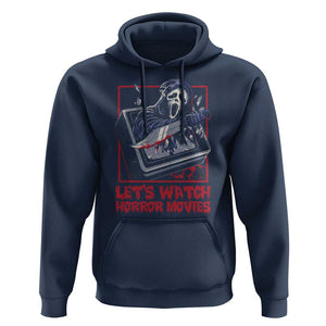Funny Halloween Hoodie Let's Watch Horror Movies Ghost Broken Televison Knife TS11 Navy Print Your Wear