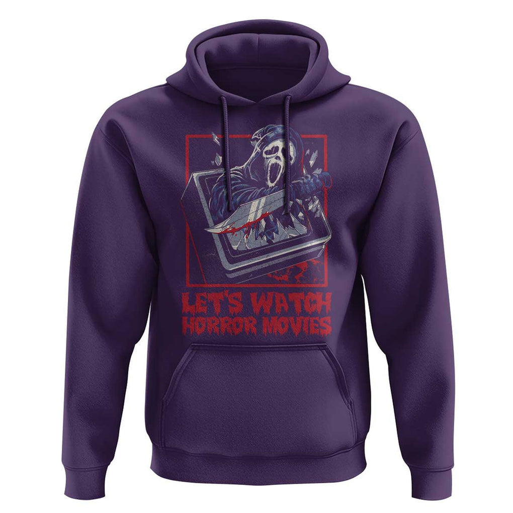 Funny Halloween Hoodie Let's Watch Horror Movies Ghost Broken Televison Knife TS11 Purple Print Your Wear
