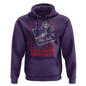 Funny Halloween Hoodie Let's Watch Horror Movies Ghost Broken Televison Knife TS11 Purple Print Your Wear