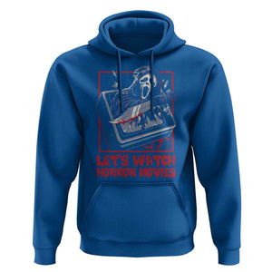 Funny Halloween Hoodie Let's Watch Horror Movies Ghost Broken Televison Knife TS11 Royal Blue Print Your Wear
