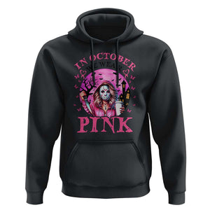 Breast Cancer Awareness Hoodie In October We Wear Pink Halloween Butterfly Bat Murderer TS11 Black Print Your Wear