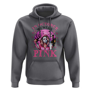 Breast Cancer Awareness Hoodie In October We Wear Pink Halloween Butterfly Bat Murderer TS11 Charcoal Print Your Wear
