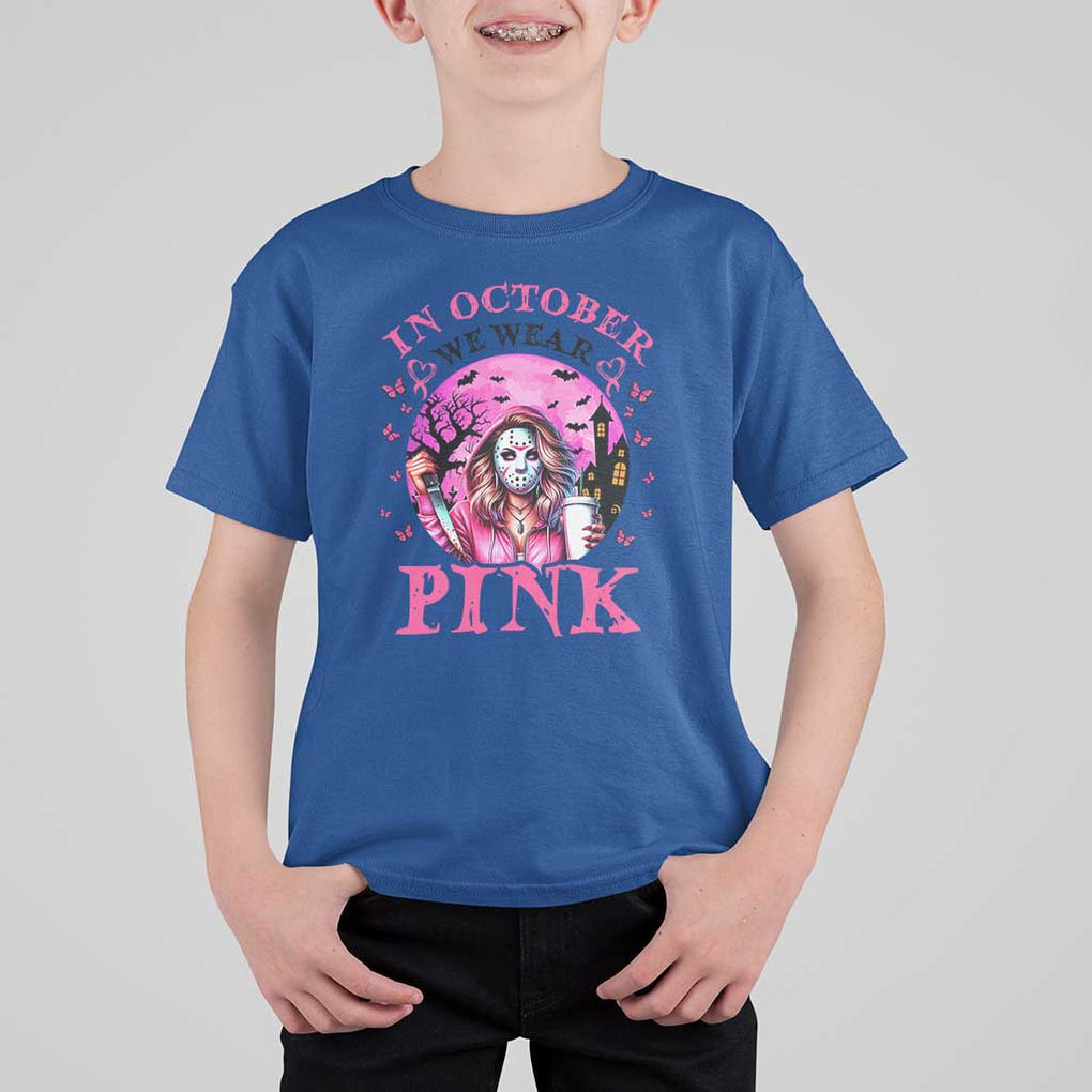 Breast Cancer Awareness T Shirt For Kid In October We Wear Pink Halloween Butterfly Bat Murderer TS11 Royal Blue Print Your Wear