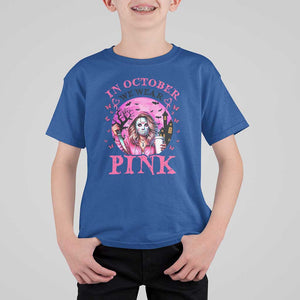 Breast Cancer Awareness T Shirt For Kid In October We Wear Pink Halloween Butterfly Bat Murderer TS11 Royal Blue Print Your Wear