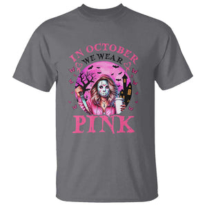 Breast Cancer Awareness T Shirt In October We Wear Pink Halloween Butterfly Bat Murderer TS11 Charcoal Print Your Wear
