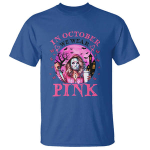 Breast Cancer Awareness T Shirt In October We Wear Pink Halloween Butterfly Bat Murderer TS11 Royal Blue Print Your Wear