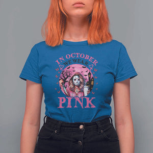 Breast Cancer Awareness T Shirt For Women In October We Wear Pink Halloween Butterfly Bat Murderer TS11 Royal Blue Print Your Wear