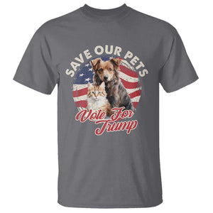 Funny Trump Supporter 2024 T Shirt Save Our Pets Vote For Trump Cat Dog American Flag TS11 Charcoal Print Your Wear