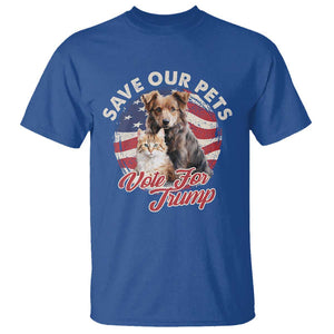 Funny Trump Supporter 2024 T Shirt Save Our Pets Vote For Trump Cat Dog American Flag TS11 Royal Blue Print Your Wear
