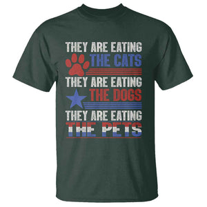 Funny Trump Supporter 2024 T Shirt They're Eating The Cats They're Eating The Dogs They're Eating The Pets Paw Star TS11 Dark Forest Green Print Your Wear