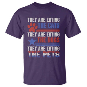 Funny Trump Supporter 2024 T Shirt They're Eating The Cats They're Eating The Dogs They're Eating The Pets Paw Star TS11 Purple Print Your Wear