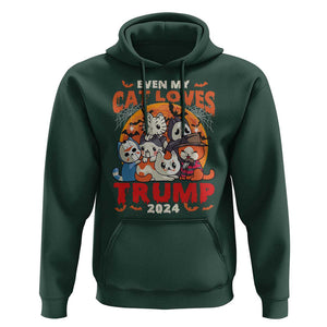 Funny Trump Halloween Hoodie Even My Cat Loves Trump 2024 Bat Moon Murderer TS11 Dark Forest Green Print Your Wear