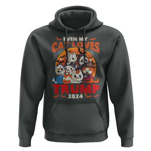 Funny Trump Halloween Hoodie Even My Cat Loves Trump 2024 Bat Moon Murderer TS11 Dark Heather Print Your Wear