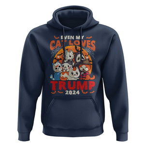 Funny Trump Halloween Hoodie Even My Cat Loves Trump 2024 Bat Moon Murderer TS11 Navy Print Your Wear
