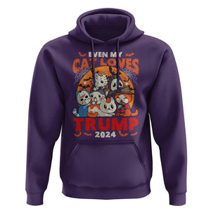 Funny Trump Halloween Hoodie Even My Cat Loves Trump 2024 Bat Moon Murderer TS11 Purple Print Your Wear