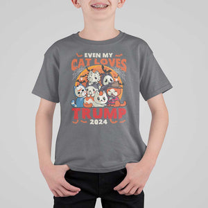 Funny Trump Halloween T Shirt For Kid Even My Cat Loves Trump 2024 Bat Moon Murderer TS11 Charcoal Print Your Wear