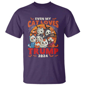 Funny Trump Halloween T Shirt Even My Cat Loves Trump 2024 Bat Moon Murderer TS11 Purple Print Your Wear