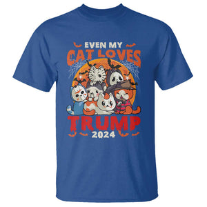 Funny Trump Halloween T Shirt Even My Cat Loves Trump 2024 Bat Moon Murderer TS11 Royal Blue Print Your Wear