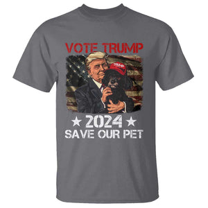 Vote Trump 2024 T Shirt Save Our Pet Dog Vintage American Flag TS11 Charcoal Print Your Wear