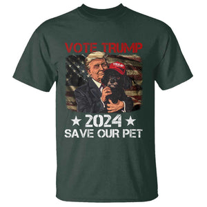 Vote Trump 2024 T Shirt Save Our Pet Dog Vintage American Flag TS11 Dark Forest Green Print Your Wear