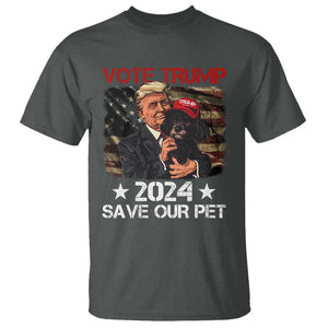 Vote Trump 2024 T Shirt Save Our Pet Dog Vintage American Flag TS11 Dark Heather Print Your Wear