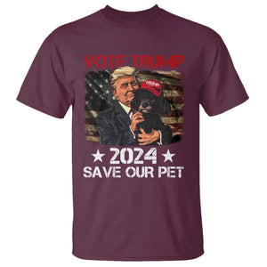 Vote Trump 2024 T Shirt Save Our Pet Dog Vintage American Flag TS11 Maroon Print Your Wear