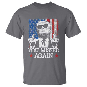 Funny Trump T Shirt You Missed Again 0 2 American Flag Stripes Star TS11 Charcoal Print Your Wear