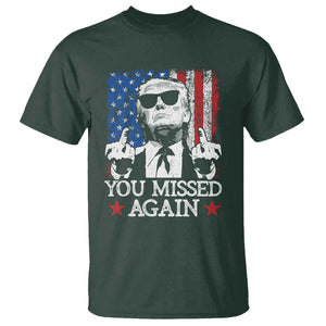 Funny Trump T Shirt You Missed Again 0 2 American Flag Stripes Star TS11 Dark Forest Green Print Your Wear