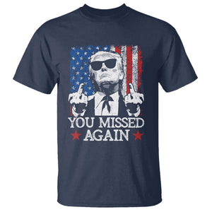 Funny Trump T Shirt You Missed Again 0 2 American Flag Stripes Star TS11 Navy Print Your Wear