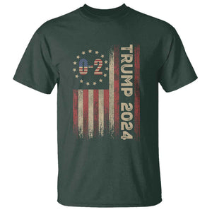 Trump 2024 T Shirt 0 2 Vintage American Flag Star Fight Fight Fight Never Surrender TS11 Dark Forest Green Print Your Wear