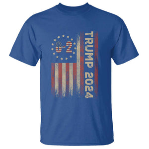 Trump 2024 T Shirt 0 2 Vintage American Flag Star Fight Fight Fight Never Surrender TS11 Royal Blue Print Your Wear