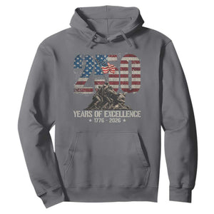 250 Years Of Excellence Hoodie 250th American Anniversary Independence Day TS11 Charcoal Print Your Wear