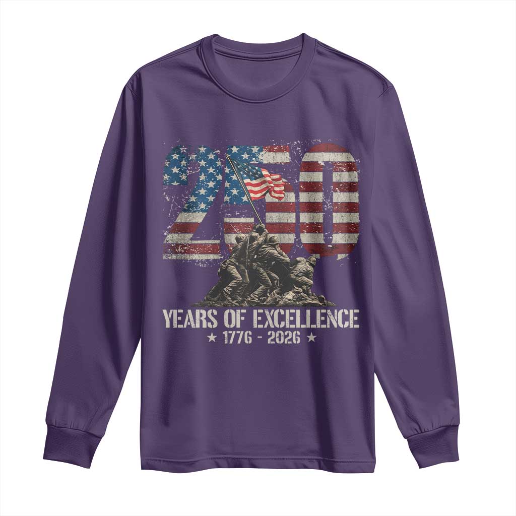 250 Years Of Excellence Long Sleeve Shirt 250th American Anniversary Independence Day TS11 Purple Print Your Wear