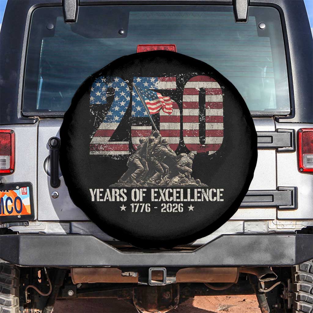 250 Years Of Excellence Spare Tire Cover 250th American Anniversary Independence Day TS11 No hole Black Print Your Wear