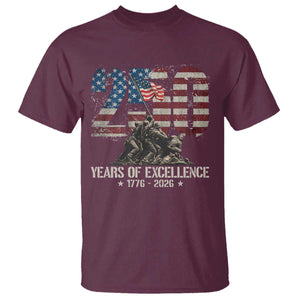 250 Years Of Excellence T Shirt 250th American Anniversary Independence Day TS11 Maroon Print Your Wear