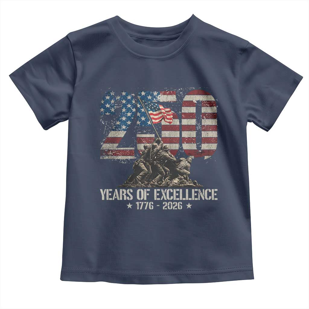 250 Years Of Excellence Toddler T Shirt 250th American Anniversary Independence Day TS11 Navy Print Your Wear