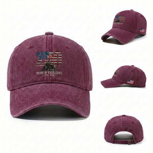 250 Years Of Excellence Washed Cotton Baseball Cap 250th American Anniversary Independence Day TS11 Washed Cap Universal Fit Burgundy Print Your Wear