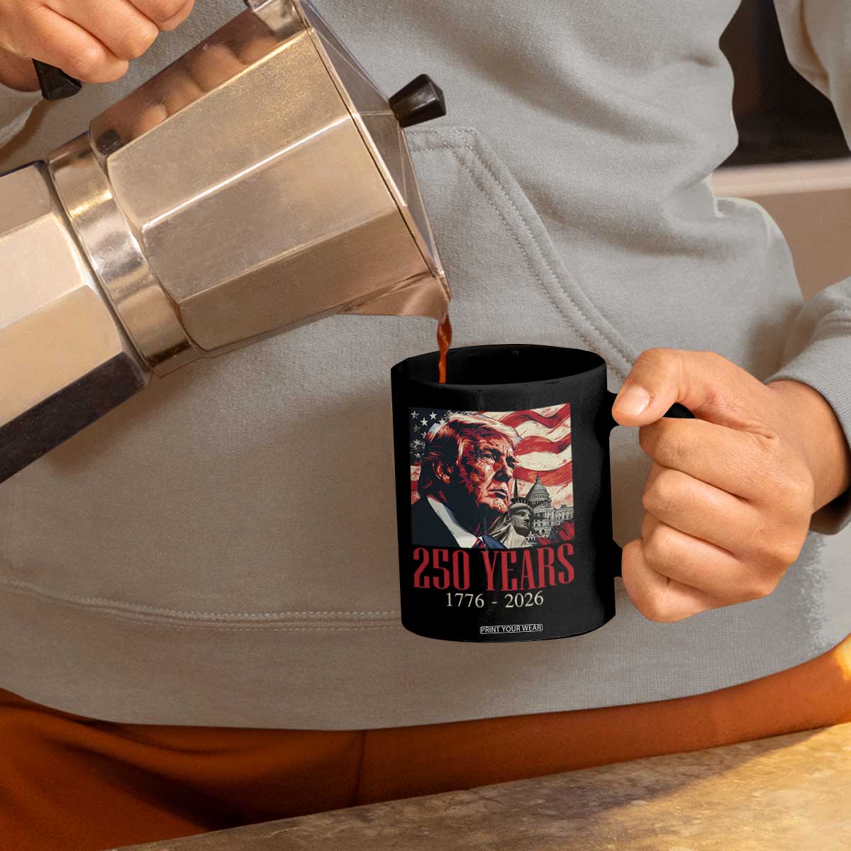 250 Years Trump Coffee Mug 250th American Anniversary Independence Statue Of Liberty TS11 Print Your Wear