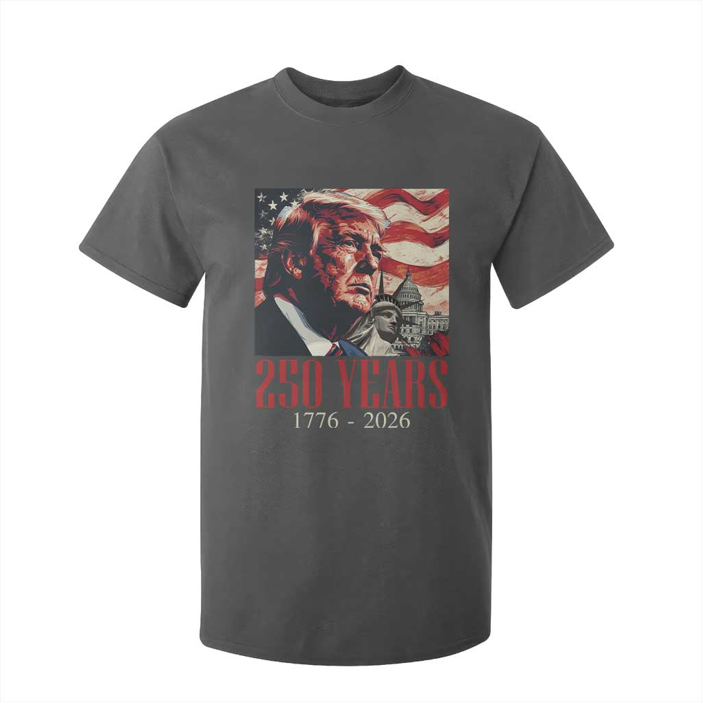 250 Years Trump T Shirt For Kid 250th American Anniversary Independence Statue Of Liberty TS11 Dark Heather Print Your Wear