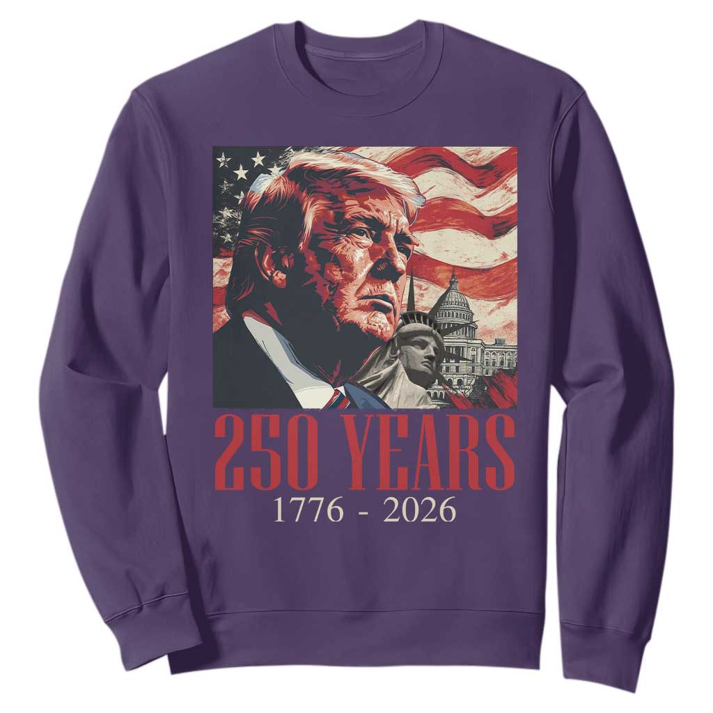 250 Years Trump Sweatshirt 250th American Anniversary Independence Statue Of Liberty TS11 Purple Print Your Wear