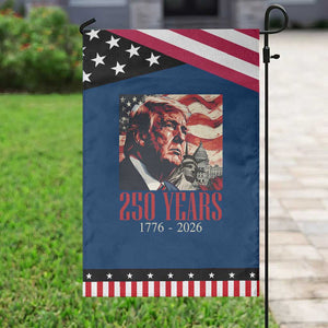 250 Years Trump Garden Flag - 250th American Anniversary Independence Statue Of Liberty TS11 Classic Blue Black Print Your Wear