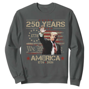 Trump America 250 Sweatshirt 250 Years Of American Vintage Betsy Ross Flag TS11 Dark Heather Print Your Wear