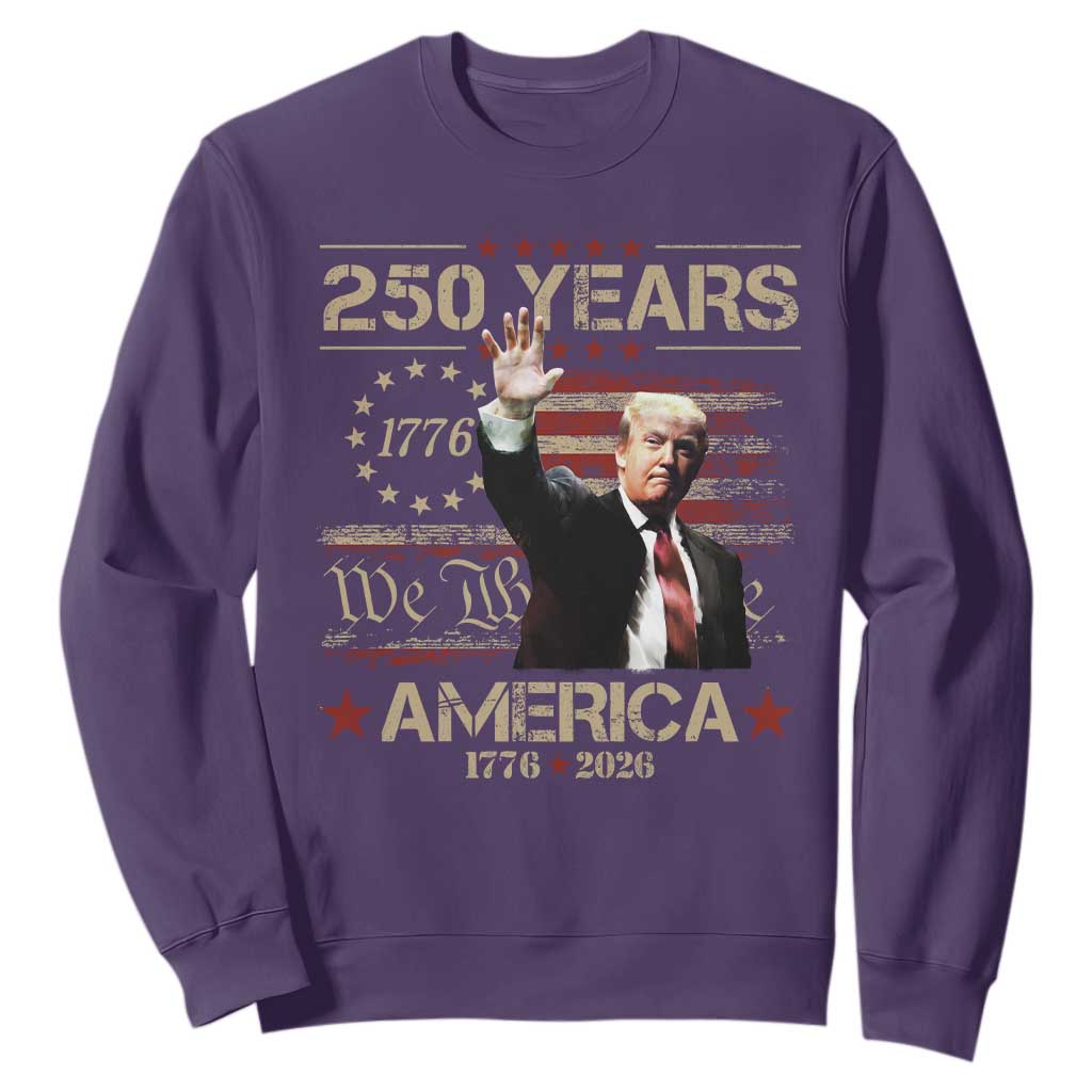 Trump America 250 Sweatshirt 250 Years Of American Vintage Betsy Ross Flag TS11 Purple Print Your Wear