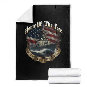 Navy Veteran Throw Blanket Home Of The Free Because Of The Brave American Flag TS11 Black Print Your Wear