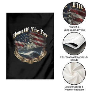 Navy Veteran Garden Flag Home Of The Free Because Of The Brave American Flag TS11 Print Your Wear