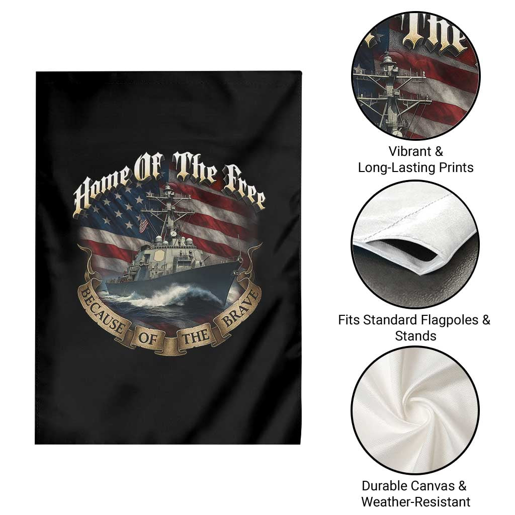 Navy Veteran Garden Flag Home Of The Free Because Of The Brave American Flag TS11 Print Your Wear