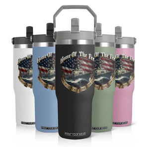 Navy Veteran Flip Straw Tumbler Home Of The Free Because Of The Brave American Flag TS11 Print Your Wear