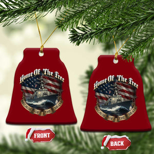 Navy Veteran Ceramic Ornament Home Of The Free Because Of The Brave American Flag TS11 Print Your Wear
