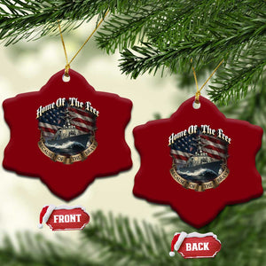 Navy Veteran Ceramic Ornament Home Of The Free Because Of The Brave American Flag TS11 Print Your Wear
