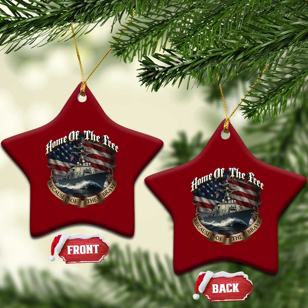 Navy Veteran Ceramic Ornament Home Of The Free Because Of The Brave American Flag TS11 Print Your Wear